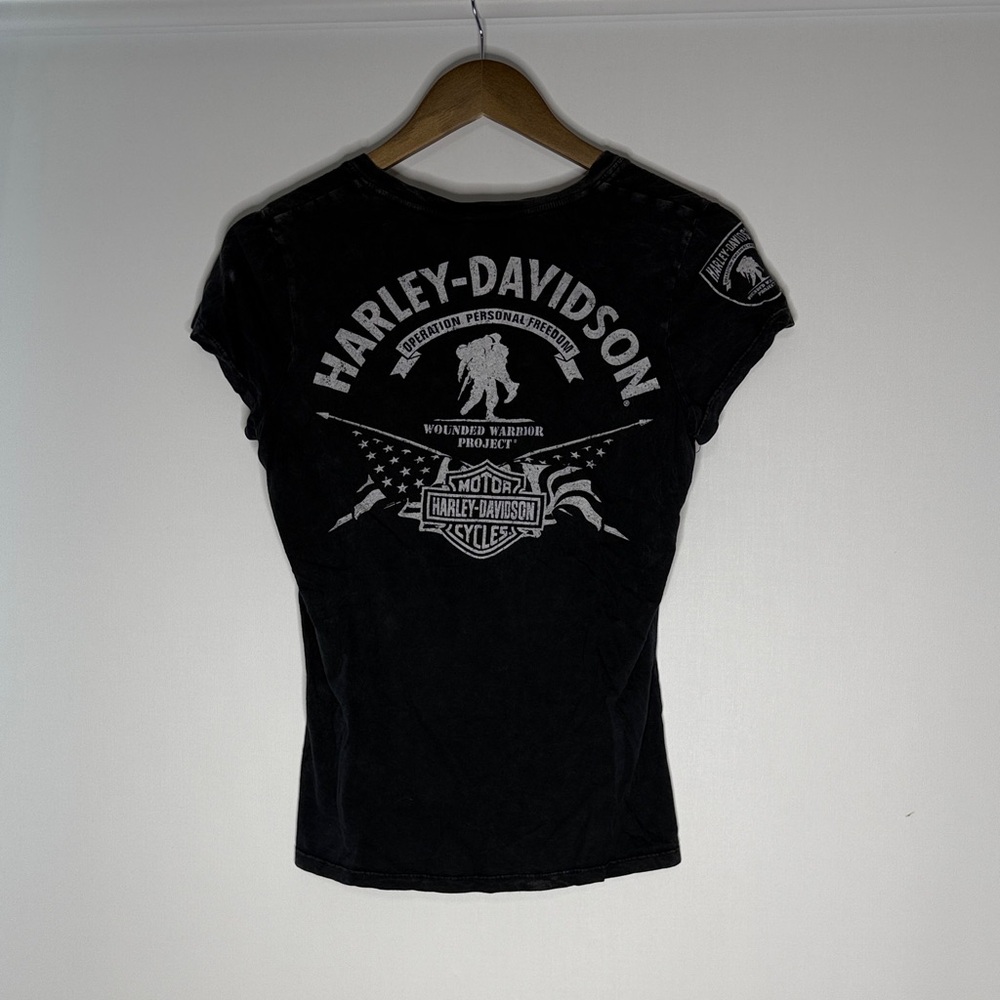 Harley-Davidson Black V-Neck Short Sleeve Tee - Picture 4 of 4